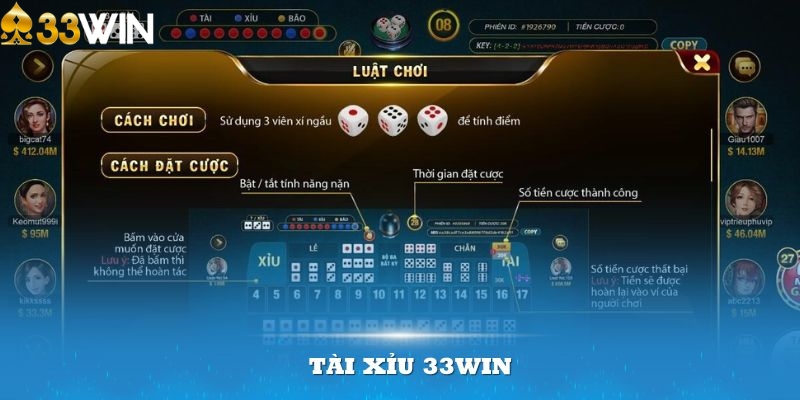 Giới thiệu tựa game tài xỉu 33WIN